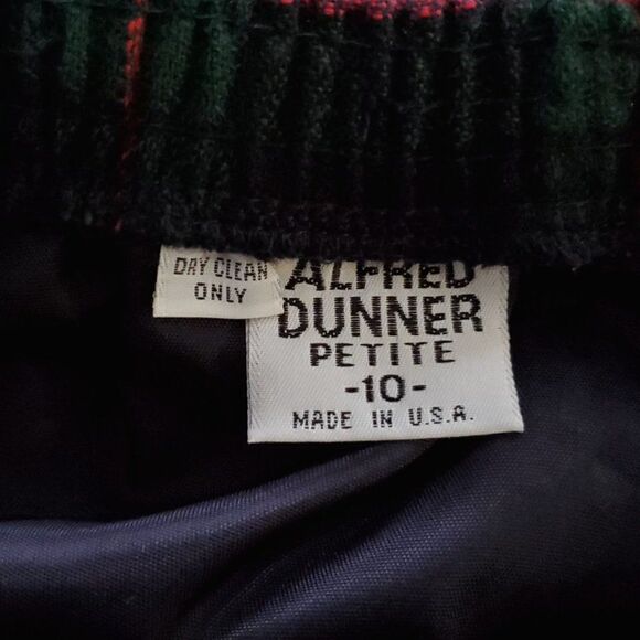 Vtg Wool Plaid Straight Skirt 10P 10 Petite Green Navy Blue Red Elastic Waist - Picture 6 of 7